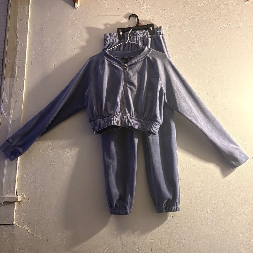 Forever 21 Lavender Velour Jacket and Joggers Top size Medium Bottom size Small